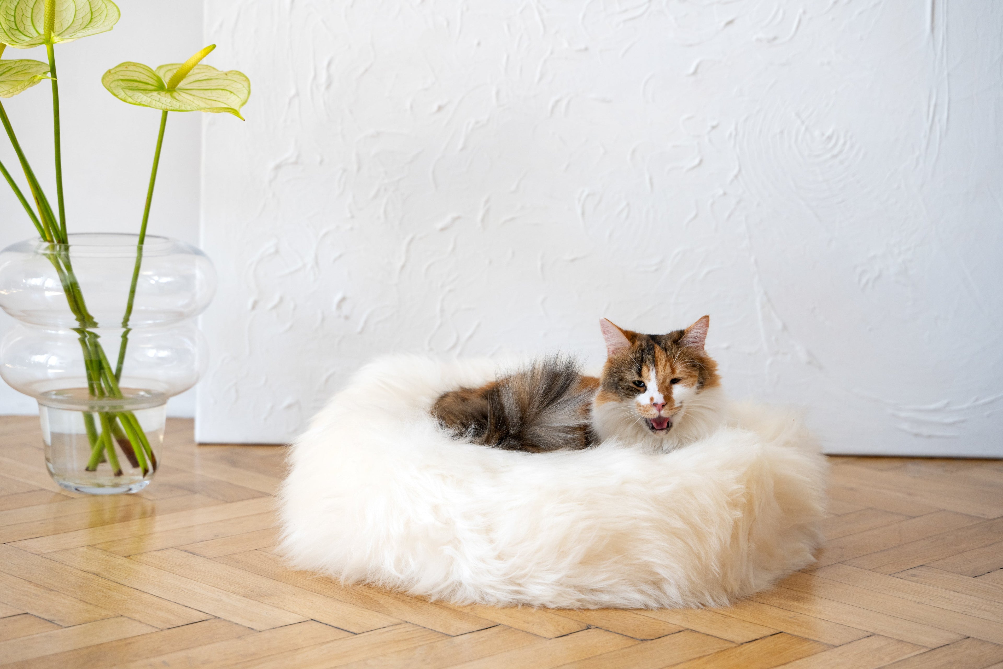 Round Sheepskin Pet Bed